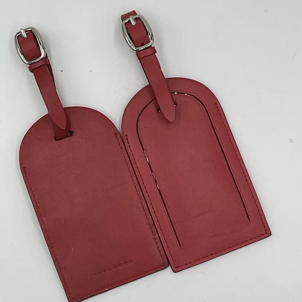 Levenger Leather Luggage Tag Red Color - Set Of 2